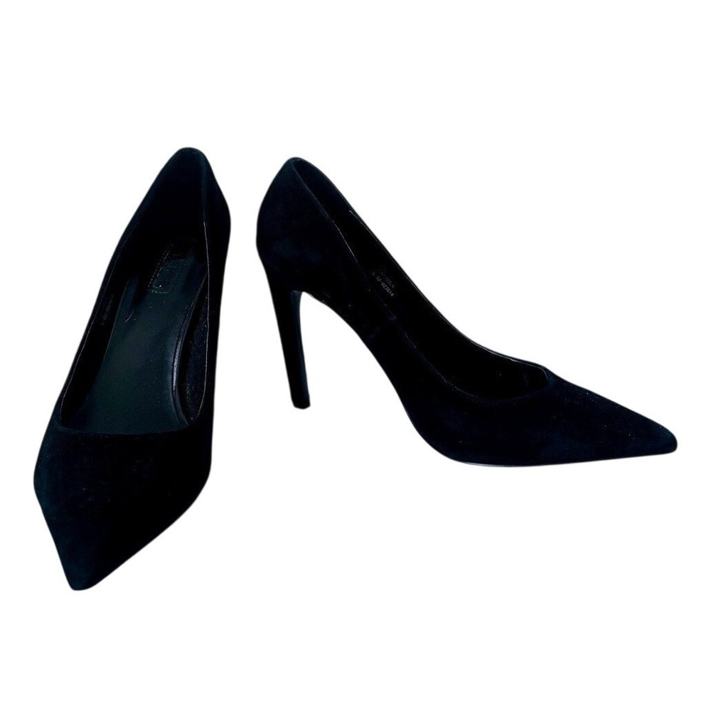 Topshop Pumps Pointed Toe Women 8.5 Black Suede Stiletto High Heel Shoes